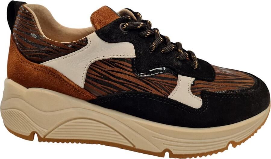 BRIDGE 24257204 Whiskey Zebra Dames Sneakers Zwart-brons