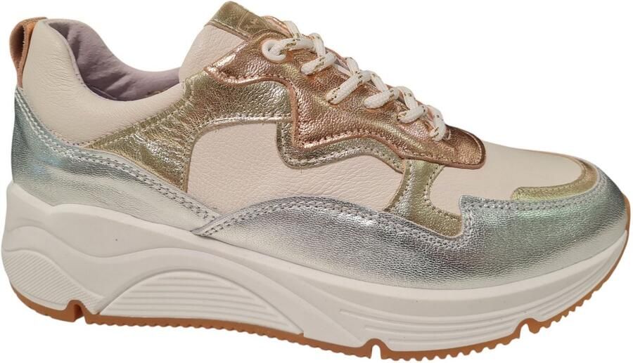 BRIDGE 25157204 White Gold Silver Dames Sneakers Wit