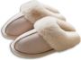 pantoffels Fluffy gevoerde pantoffels open sloffen antislip zool lijk warm beige 40 41 valt 1 maat kleiner - Thumbnail 1