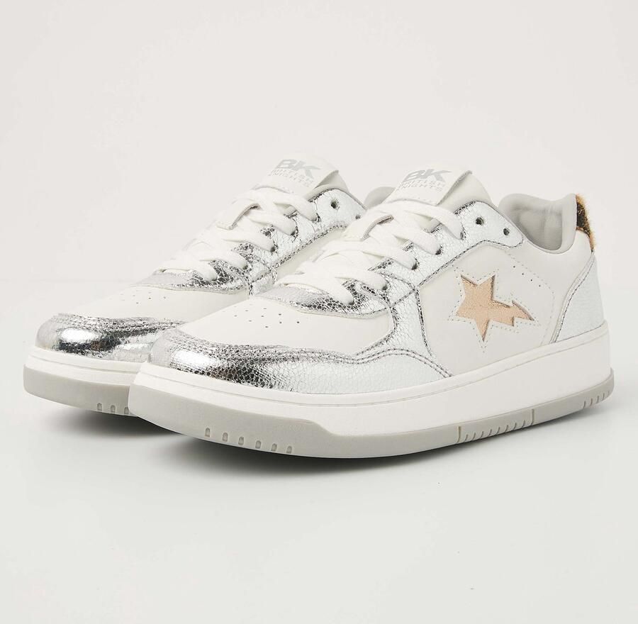 British Knights Allure Dames Sneakers Laag Wit Zilver Panterprint Vrouwen Schoenen