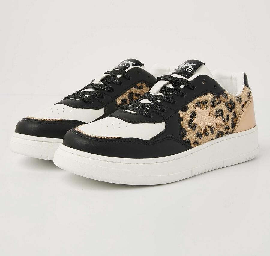 British Knights Allure Dames Sneakers Laag Zwart Panterprint Goud Vrouwen Schoenen