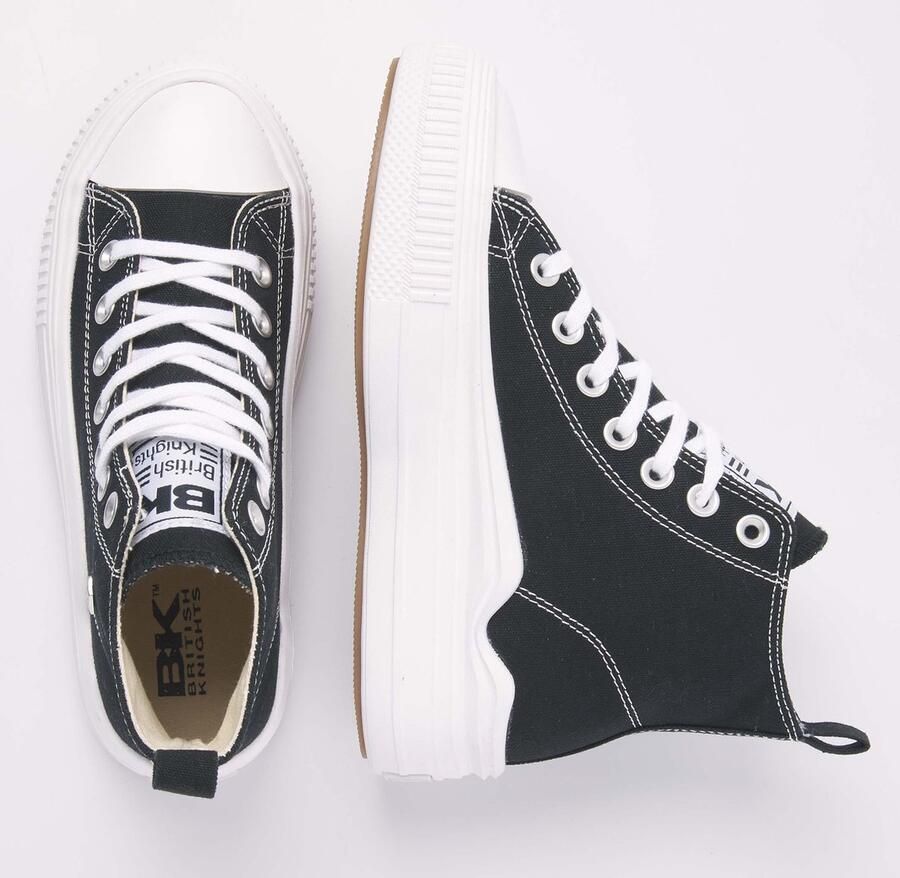 British Knights Kaya Flow Mid Dames Sneakers Hoog Zwart Katoen Vrouwen Schoenen - Foto 5