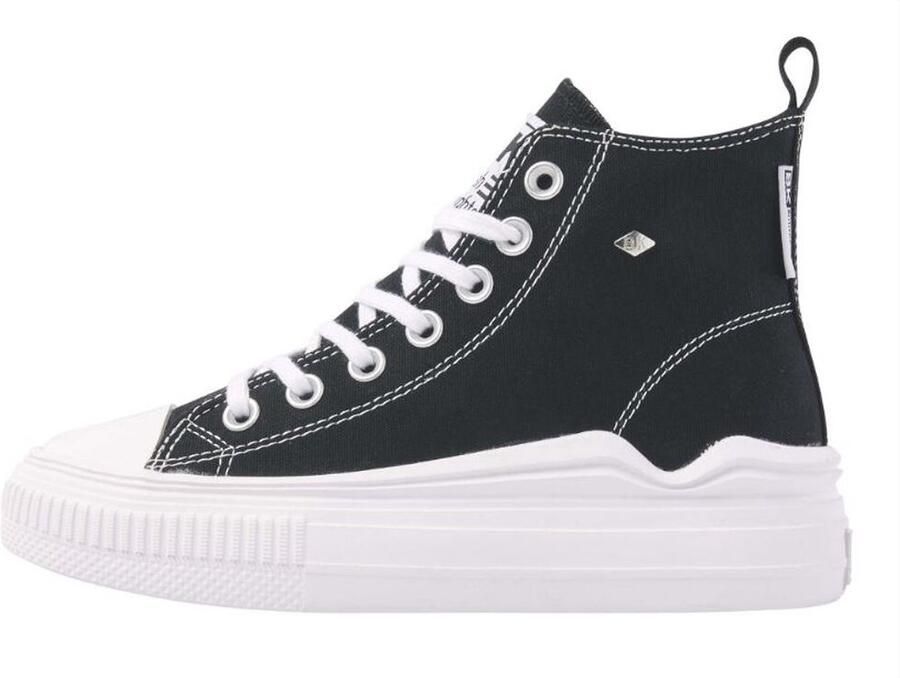British Knights Kaya Flow Mid Dames Sneakers Hoog Zwart Katoen Vrouwen Schoenen - Foto 9