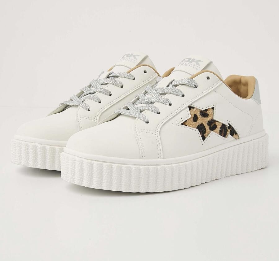 British Knights Bliss Dames Sneakers Laag Wit Zilver Panterprint Vrouwen Schoenen