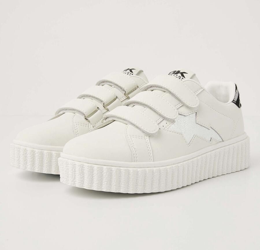 British Knights Bliss Velcro Dames Sneakers Laag Wit Zilver Zebra Vrouwen Schoenen