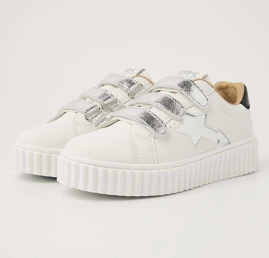 British Knights Bliss Velcro Dames Sneakers Laag Wit Zilver Zwart Vrouwen Schoenen
