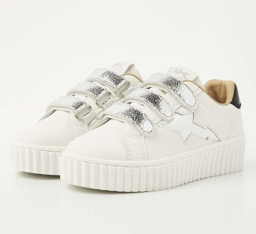 British Knights Bliss Velcro Meisjes Sneakers Laag Wit Zilver Zwart Meiden Schoenen