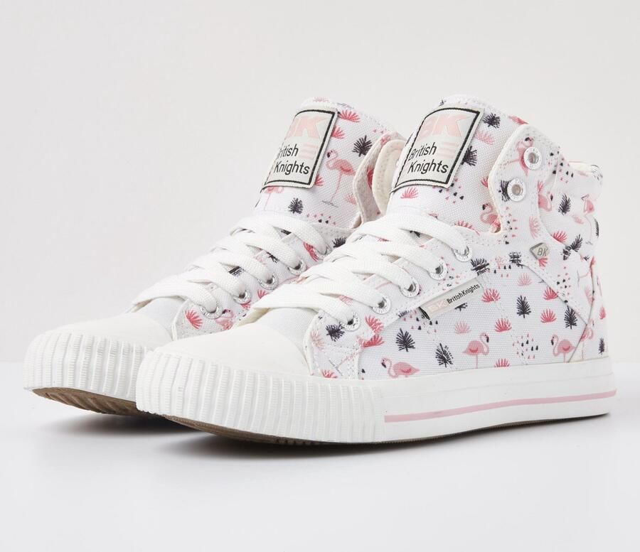British Knights DEE Hoge dames sneakers flamingo print Wit