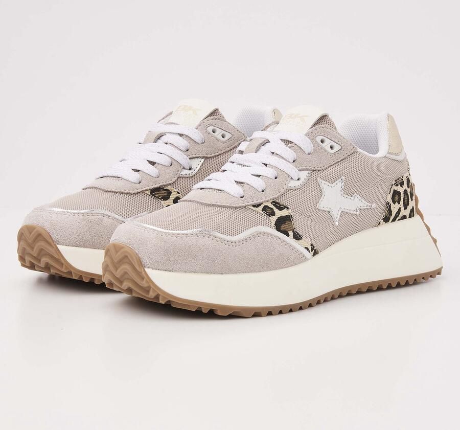 British Knights Fable Dames sneakers laag Beige Panterprint Zilver Vrouwen schoenen