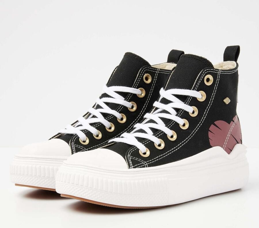 British Knights Kaya Flow Mid Dames Sneakers Hoog Zwart Katoen Vrouwen Schoenen