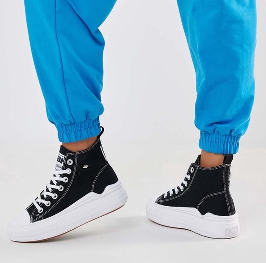 British Knights Kaya Flow Mid Dames Sneakers Hoog Zwart Katoen Vrouwen Schoenen - Foto 6