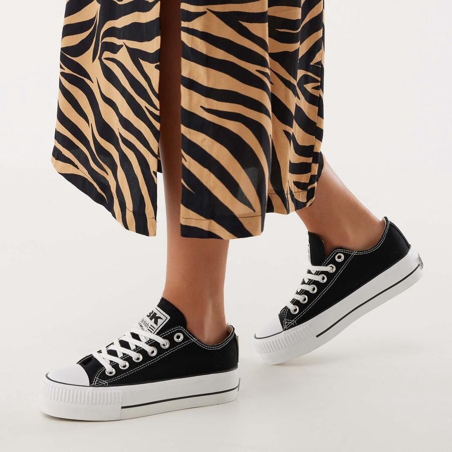 British Knights Kaya Low Dames Sneakers Laag Zwart Katoen Vrouwen Schoenen - Foto 2