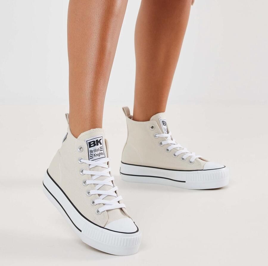 British Knights Kaya Mid Dames Sneakers Hoog Beige Katoen Vrouwen Schoenen - Foto 3