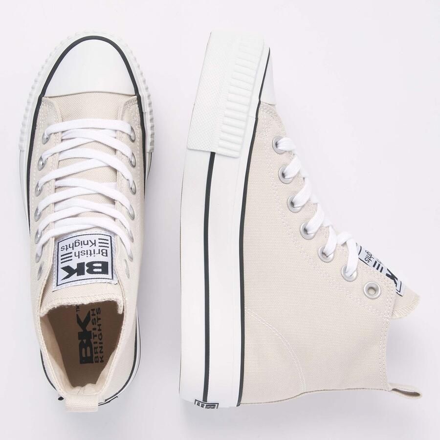 British Knights Kaya Mid Dames Sneakers Hoog Beige Katoen Vrouwen Schoenen - Foto 2