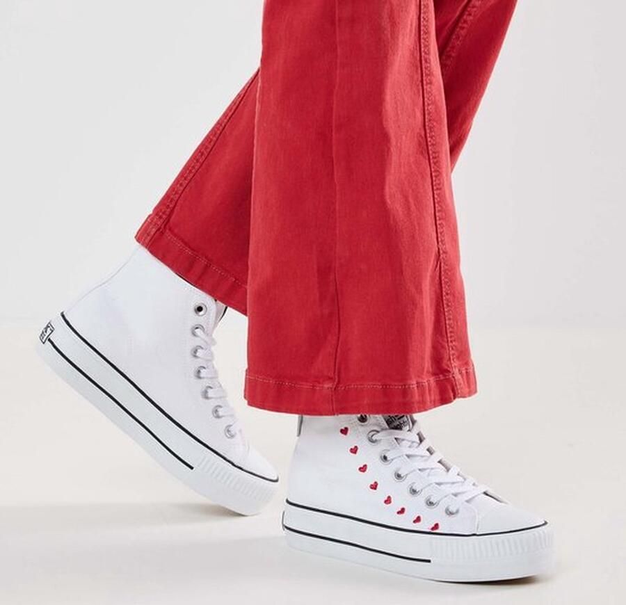 British Knights Kaya Mid Dames Sneakers Hoog Wit Katoen Vrouwen Schoenen - Foto 6