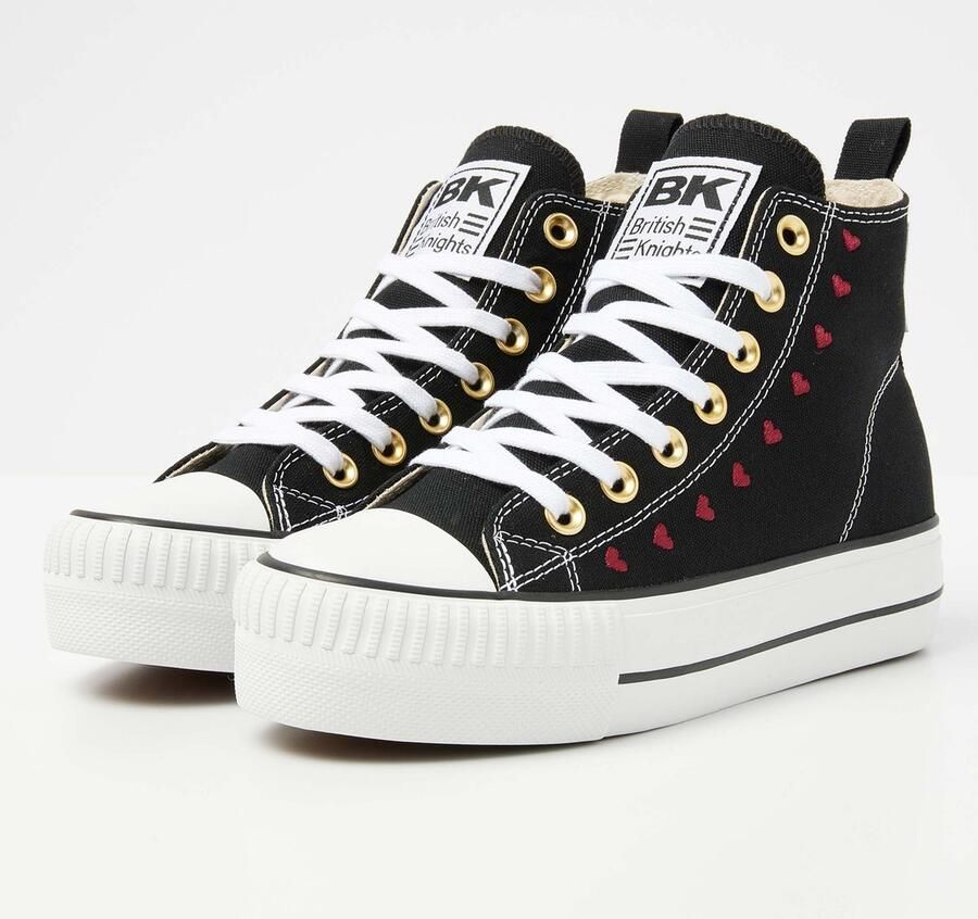 British Knights Kaya Mid Dames Sneakers Hoog Zwart Katoen Vrouwen Schoenen