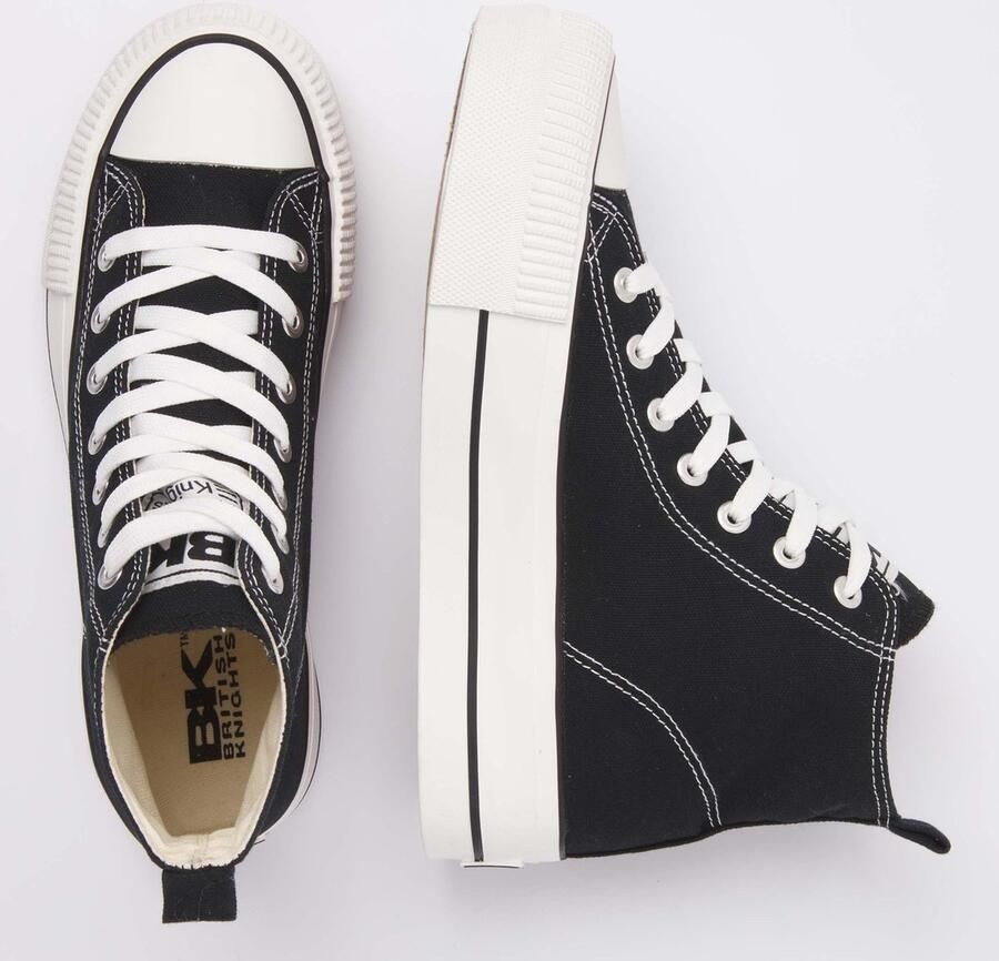 British Knights Kaya Mid Dames Sneakers Hoog Zwart Katoen Vrouwen Schoenen - Foto 4