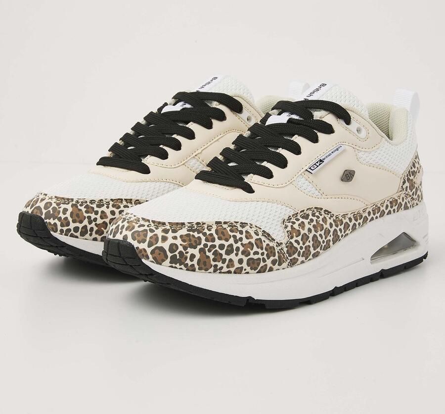 British Knights Lennox Dames Sneakers Laag Panterprint Beige Wit Vrouwen Schoenen