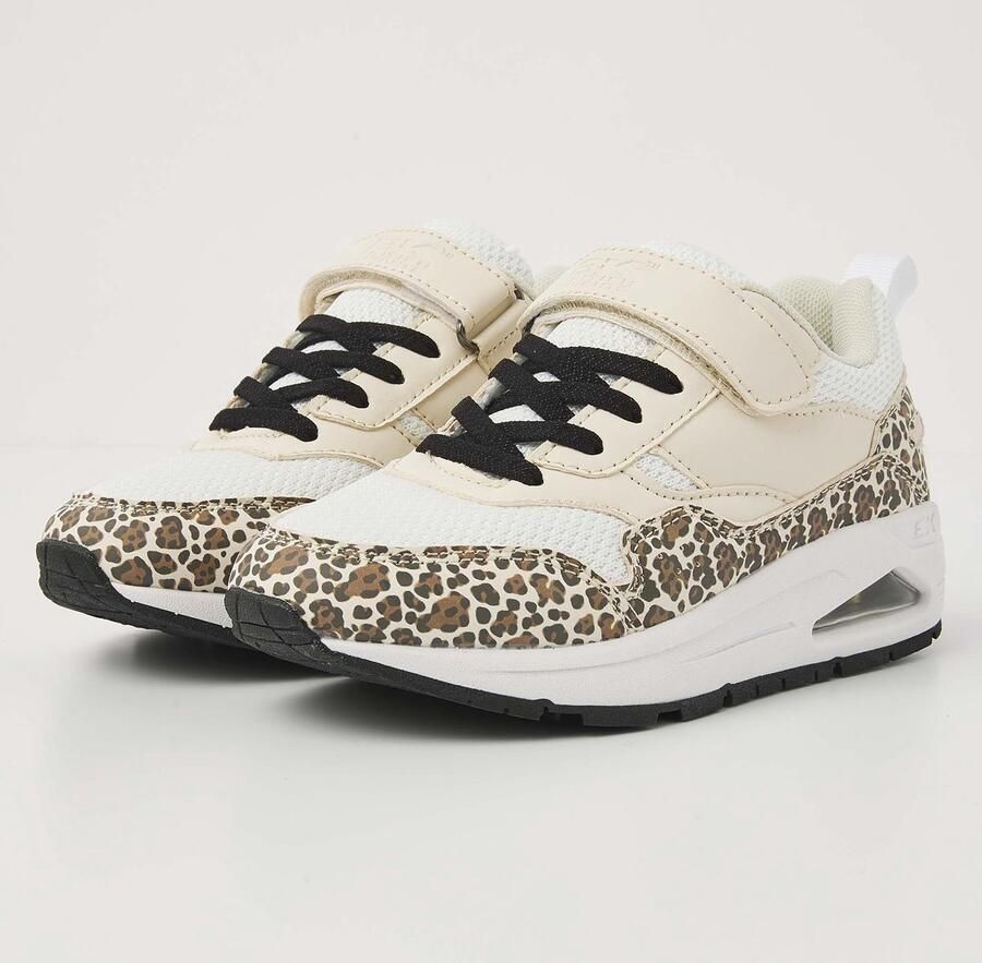 British Knights Lennox Meisjes Sneakers Laag Panterprint Beige Wit Meiden Schoenen