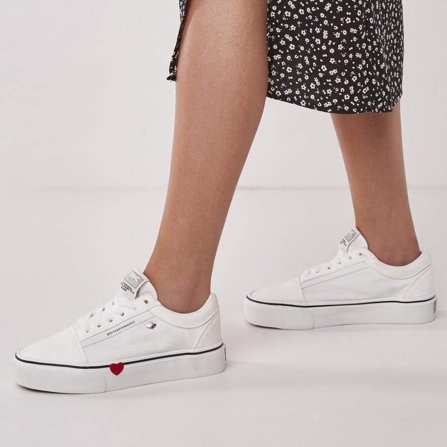 British Knights MACK PLATFORM Dames lage sneakers hartje Wit