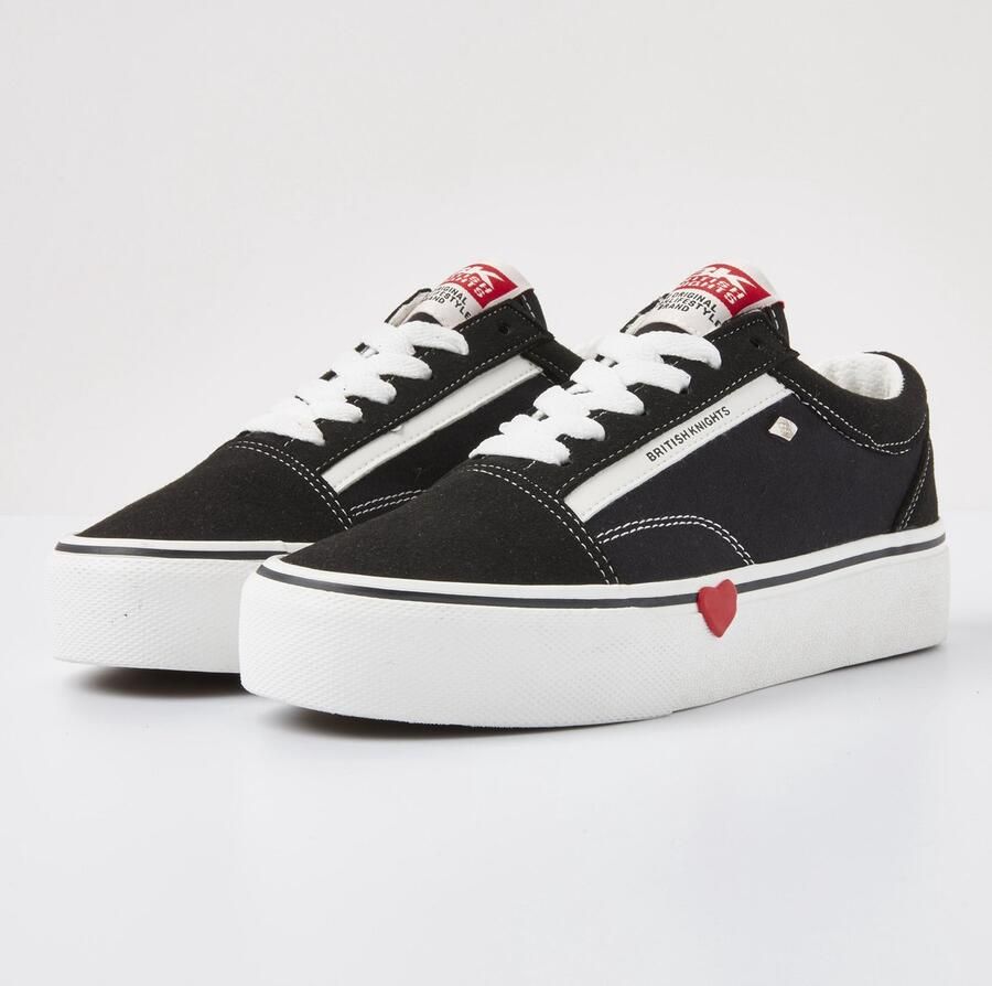 British Knights MACK PLATFORM Dames lage sneakers hartje Zwart