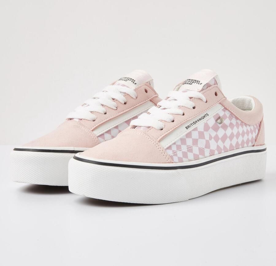 British Knights MACK PLATFORM Dames lage sneakers pastel ruit print Licht roze