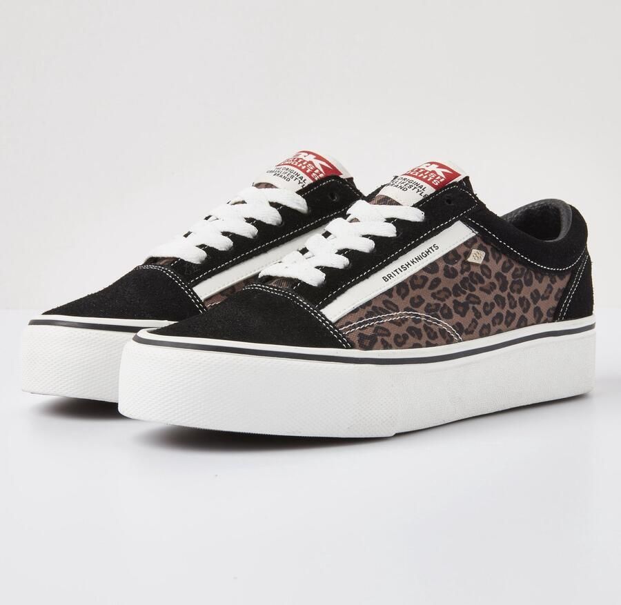 British Knights Mack Platform sneakers met luipaardprint zwart lichtbruin