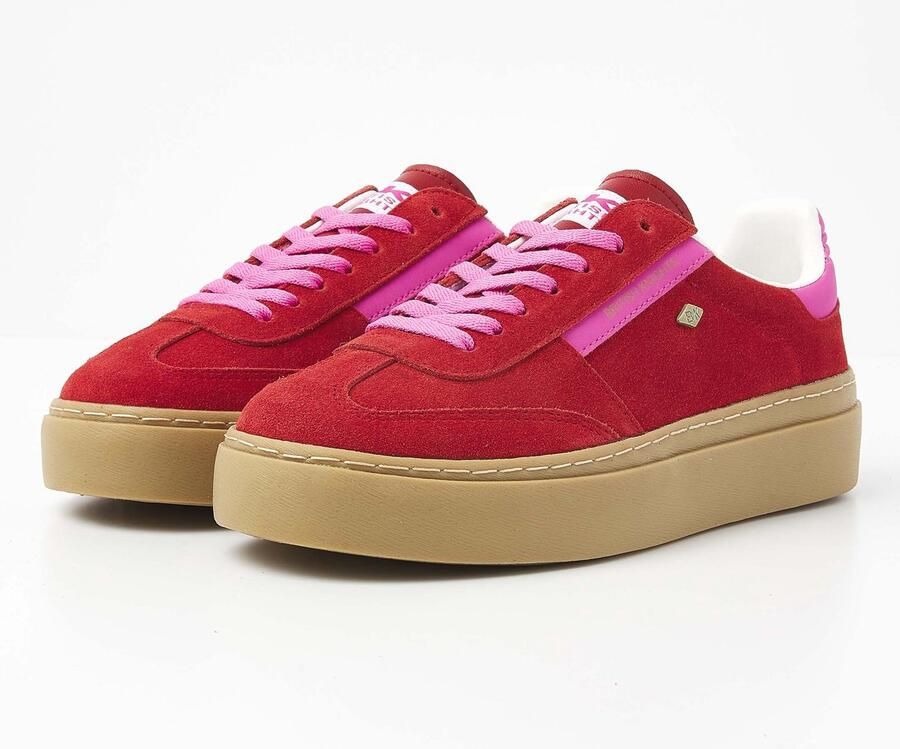 British Knights Re-Issue Dames Sneakers Laag Rood Suede Vrouwen Schoenen