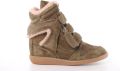 Bronx dames hoge sneaker Jaeyy Strap Fur suède kaki - Kaki