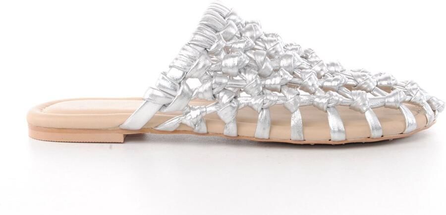Bronx dames slipper Annaya metallic leder zilver