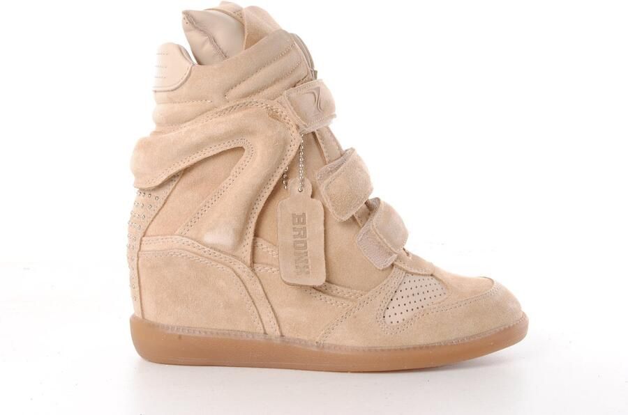 Bronx dames sneaker sleehak Jae-yy triple strap suede beige