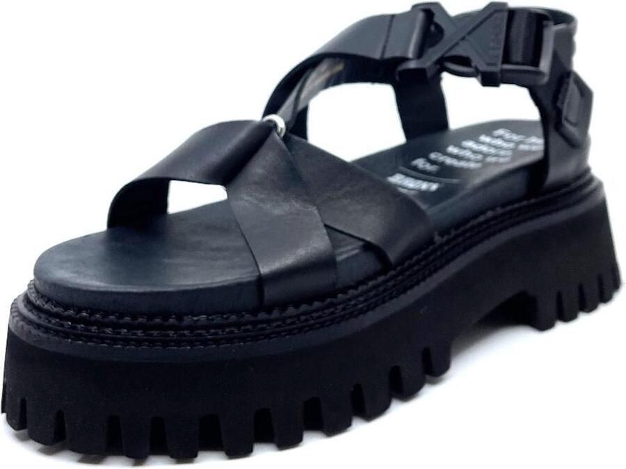 Bronx Stoere Damessandaal ""Groov-y Sandal Buckle"" zwart - Foto 2