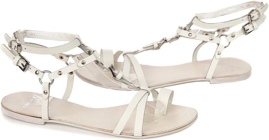 Bronx Sandalen Gemaakt Van Echt Leer Wit