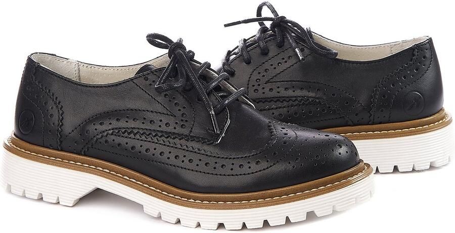 Bronx Schoenen Natuurlijk Leer Zwart Witte Zool Zwart