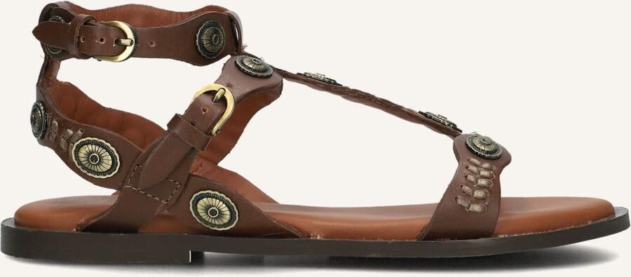 Bronx Bruine Leren Sandalen met Gouden Details Brown Dames - Foto 3