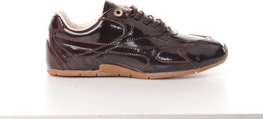 Bronx dames sneaker Myra-a in bruin lakleder