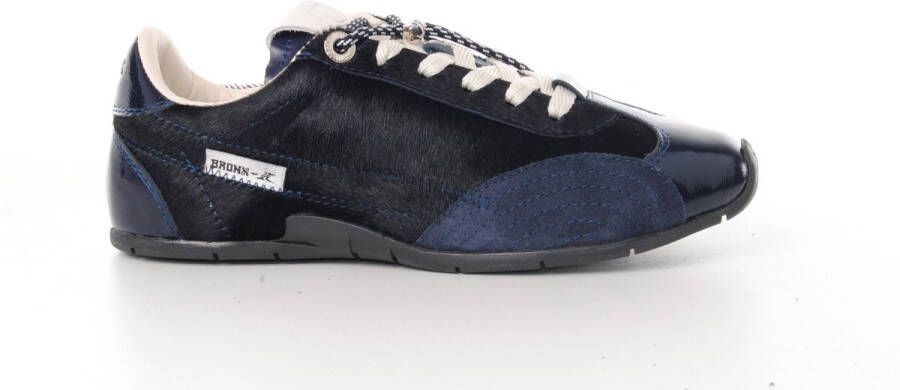 Bronx dames sneaker Myraa Strap blauwe lak met koeienhuid