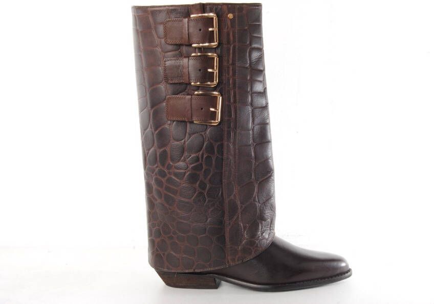 Bronx Dameslaars 'KENDRA' bruine crocco print