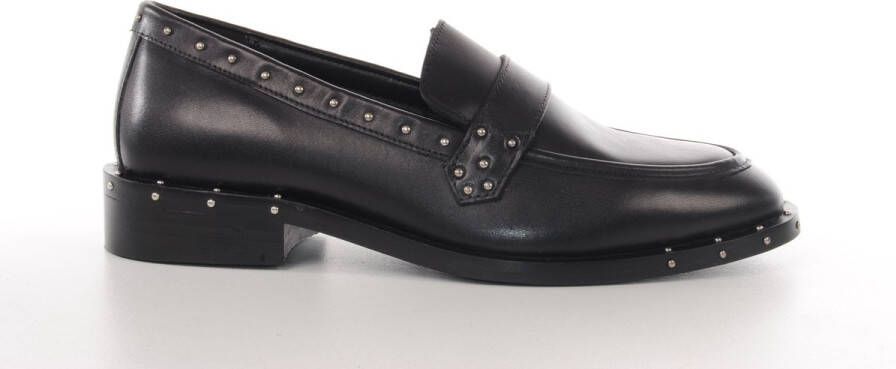 Bronx Stijlvolle zwarte loafer met zilveren studs Black Dames