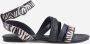 BRONX New skyler leren sandalen zebraprint zwart - Thumbnail 2