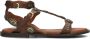 Bronx Bruine Leren Sandalen met Gouden Details Brown Dames - Thumbnail 8