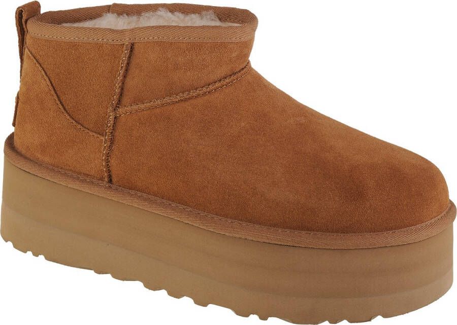 UGG's Bruin Tinten W Classic Ultra Mini Platform Vachtlaarzen Warme Laarzen Dames Cognac