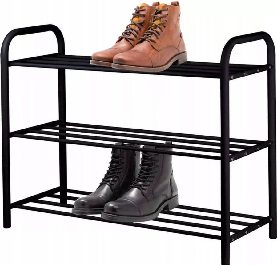 Brunbeste Metalen Schoenenrek Zwart 3-Lagen