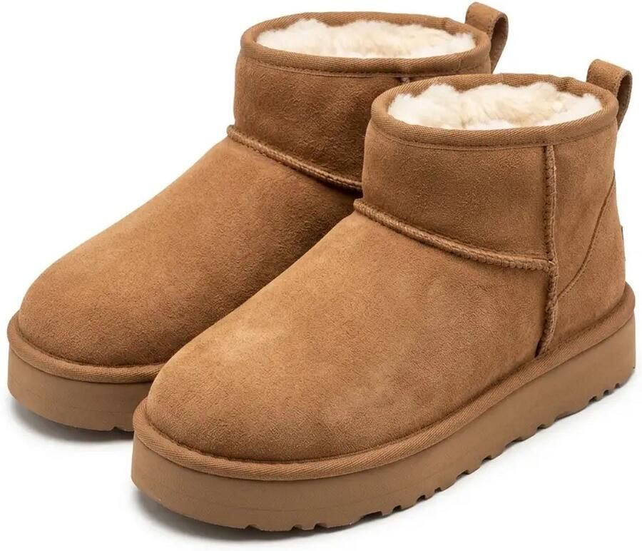 Budino Plateau Winterlaarzen Gevoerde Laarzen Dames Snowboots Plateau Enkellaarzen Bruin