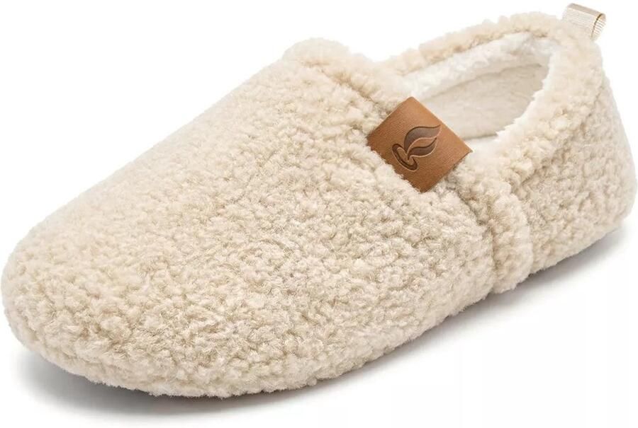 Budino Teddy Warme Pantoffels Warme Sloffen Gevoerde Sloffen Huissloffen en Beige