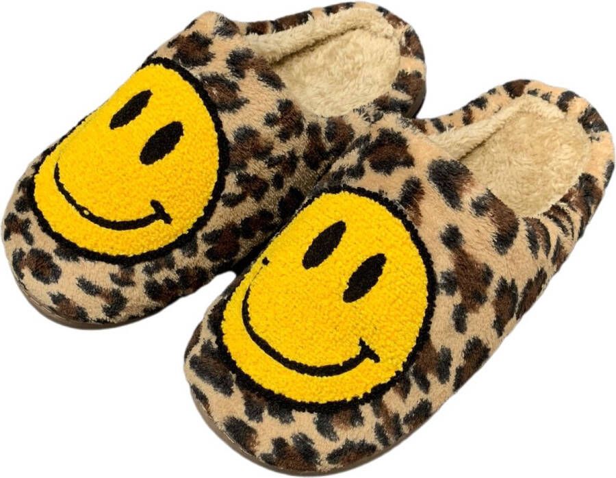 Budino Smiley Pantoffels Smiley Sloffen Pantoffels Sloffen Dames en Heren Panter Bruin