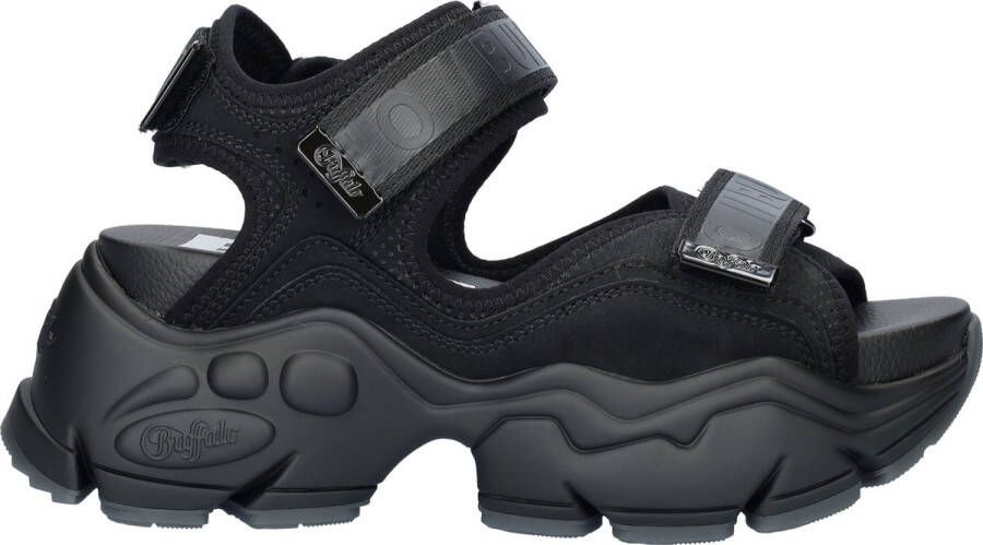 Buffalo dames plateausandaal Binary 0 zwart