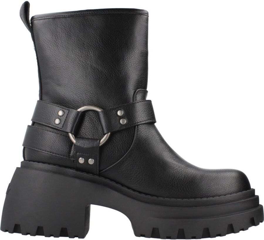 Buffalo Bikerboots BRAVR BIKER LO biker enkellaars plateaustiefelette blokhak met decoratieve gespen