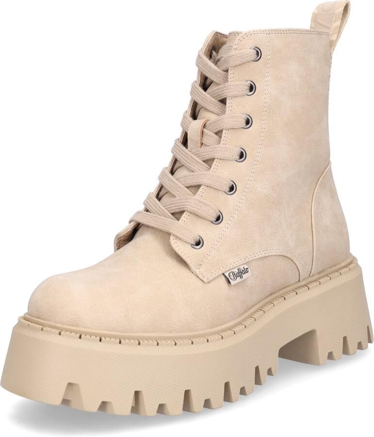 Buffalo dameslaarzen met veters Aspen Lace Up Mid beige