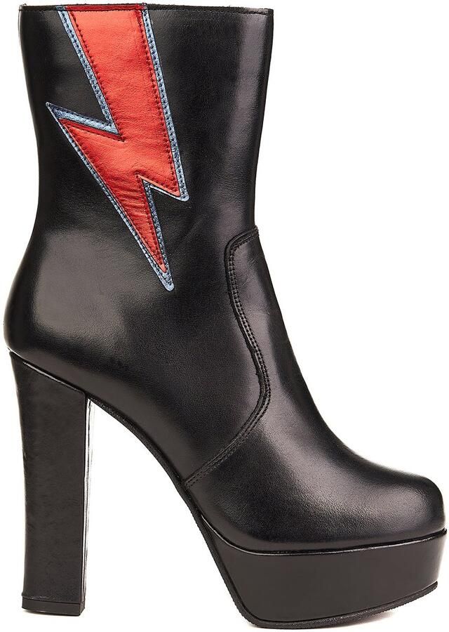 Buffalo Gold Fusion lederen enkellaarsjes zwart